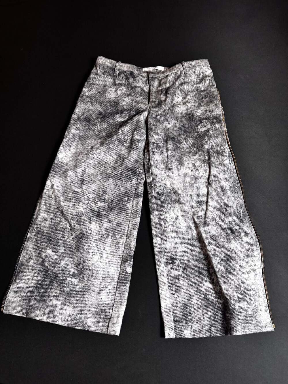 RODARTE Abstract Print Wide Leg Zip Hem Jeans